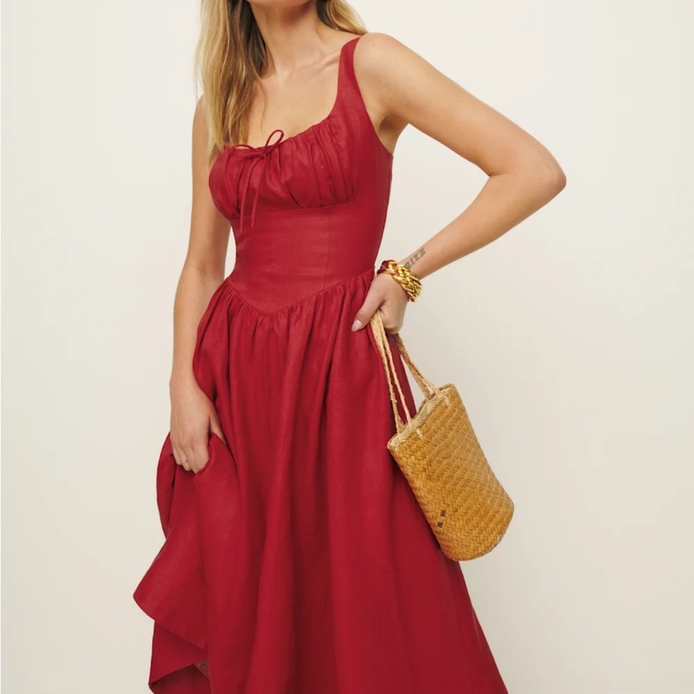 Reformation Sundried Tomato Balia Linen Dress